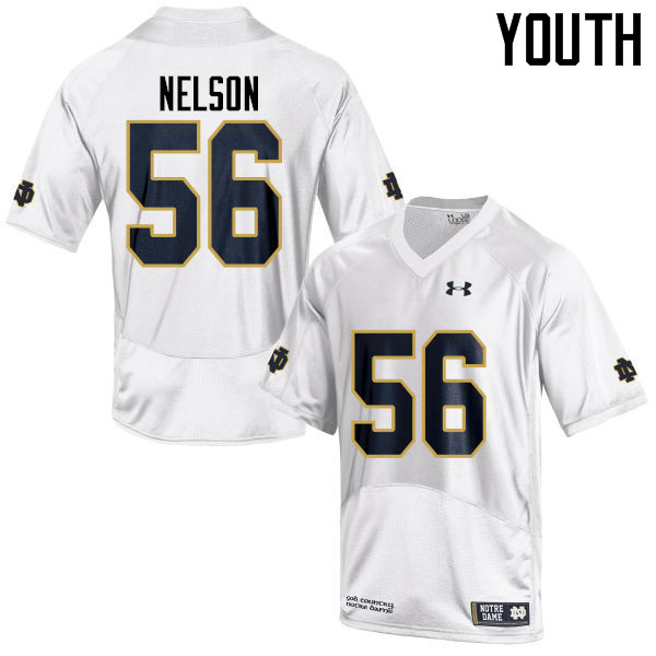 Youth #56 Quenton Nelson Notre Dame Fighting Irish College Football Jerseys-White - Click Image to Close